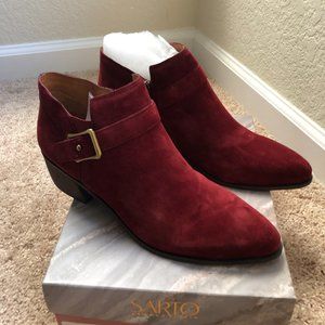 Sarto (burgundy suede booties)
